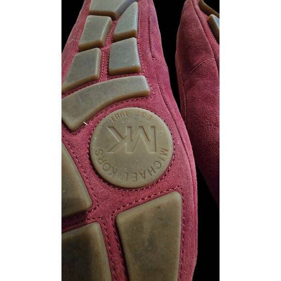 Michael Kors Shoes Women's 10M Red Leather Suede Driving Loafers Moccasins - Picture 9 of 9